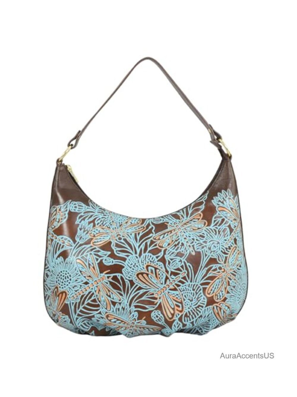 Women's Hand-Painted Genuine Leather Ruched Hobo Shoulder Bag